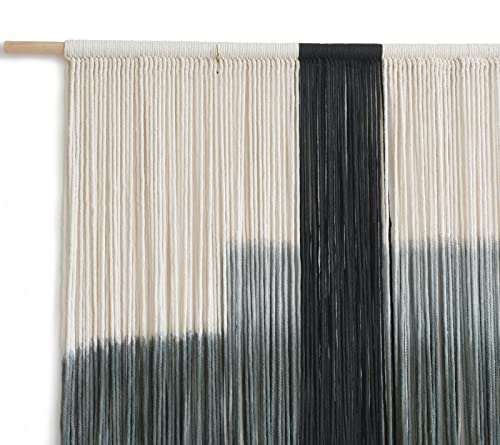 Macrame Wall Hanging Grey Dip Dye Large Boho Fiber Wall Art Decor 57"W*35"L - color: Grey