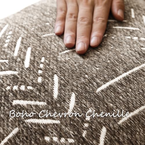 Foindtower Set of 1 Decorative Chenille Jacquard Throw Pillow Cover Textured Farmhouse Body Cushion Covers Modern Coastal Boho Home Decor for Sofa Chair Couch Bed Living Room,14×36 Inch,Cocoa Brown - color: Cocoa Brown, size: 36" x 14" (Pack of 1)