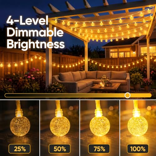 OMIKA Globe Outdoor String Lights Plug in, Connectable 66ft 120LED Crystal Ball Light Waterproof Remote, Warm White & Multicolor Twinkle Lights for Patio Umbrella Tent Garden Party Christmas Décor - color: Color Changing, size: 66ft 120LED