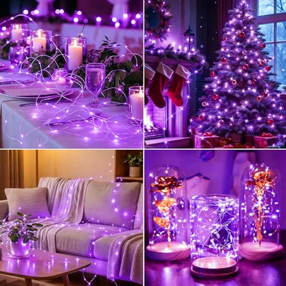 6 PCS Purple Fairy Lights with Remote 7ft 20 LED Light - color: Purple, size: 6 PCS