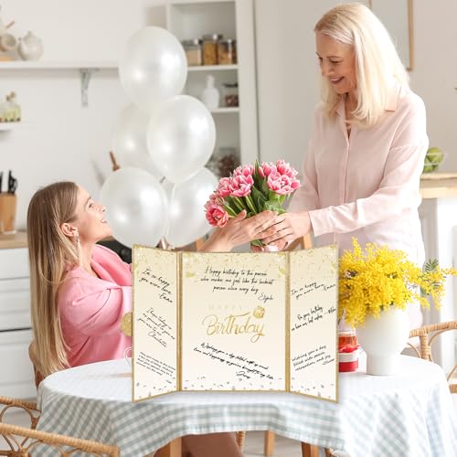 Crenics Gold Happy Birthday Guest Signature Book Alternative 18" x 12" - color: Gold and White
