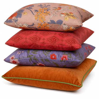 Embroidered Bold Patterned Throw Pillow Covers, 4 Pack Set, 18x18 Inch Floral Printed Modern Accent Pillow Covers - color: Floral