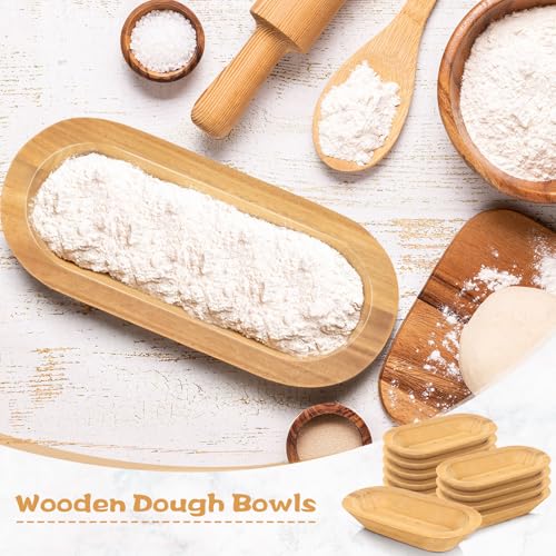 Nuogo 10 Pack 12.5 Inches Wooden Dough Bowls Bulk Rustic Bowls, Khaki - color: Khaki, size: 12.5 Inches