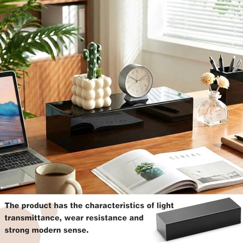 Chunful Black Acrylic Display Box Riser, 14"L x 4.5"W x 3"H Pedestal Stand - size: 14" L X 4.5" W X 3" H