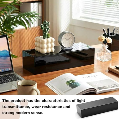 Chunful Black Acrylic Display Box Riser, 14"L x 4.5"W x 3"H Pedestal Stand - size: 14" L X 4.5" W X 3" H