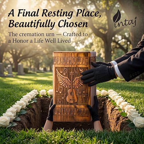 Guitar Wings Wooden Urn for Human Ashes, Large 180 Cu in, Rosewood - color: Rosewood, size: Large (180 Cu In, to 180 lb)