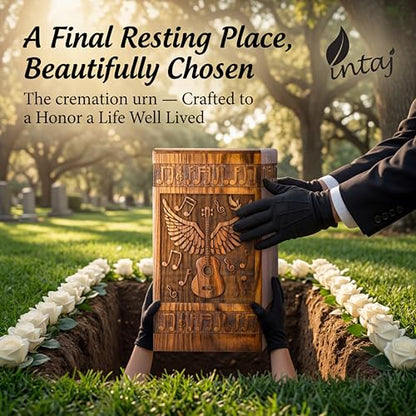 Guitar Wings Wooden Urn for Human Ashes, Large 180 Cu in, Rosewood - color: Rosewood, size: Large (180 Cu In, to 180 lb)