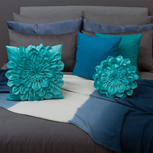 OiseauVoler Decorative 3D Flower Throw Pillow Covers 18 x 18 Inch Teal - color: Teal