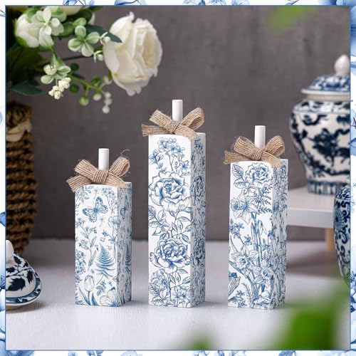 MiniInflat Chinoiserie 3 Pcs Table Decor, Wooden Block Sign Tiered Tray - style: Chinoiserie