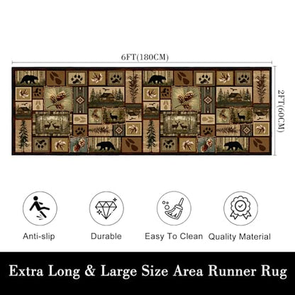 Cabin Rustic Runner Rug 2x6 Hallway Rugs - size: 2'x6'