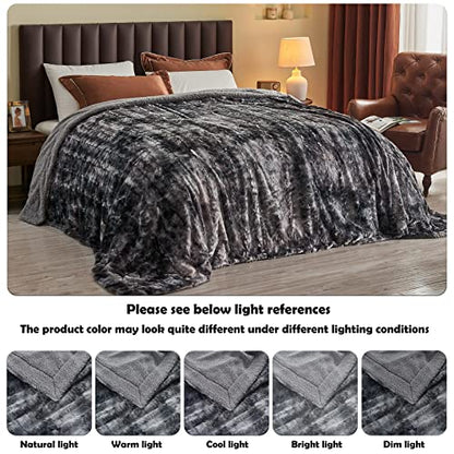 NEWCOSPLAY Faux Fur Sherpa Twin Blanket for Couch, Grey, 60"x80" - color: Grey, size: Twin(60"x80")