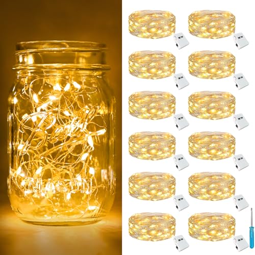 btfarm 12 Pack Fairy Lights Battery Operated Twinkle Lights with 3 Modes - color: Warm White, size: 12 Pack
