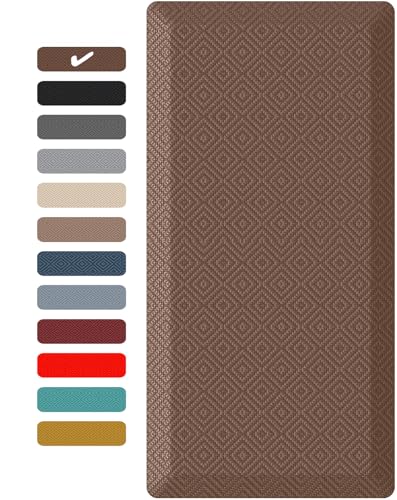 Ophanie Kitchen mats for Floor, 3/4 inch Thick,20x39 Anti Fatigue Cushioned Mat,Kitchen Rugs,Waterproof,Comfort Ergonomic Standing Mat for Office,Home,Sink with 99+ Pairs of Anti-Slip Bottom Ridges - color: Brown, size: 20"L x 39"W x 0.8"Th