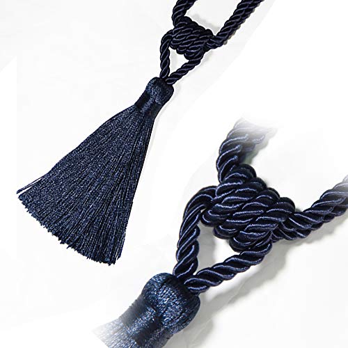2 Pack Curtain Tiebacks Handmade Tassel Rope Curtain Holdbacks - color: Navy, size: 2p