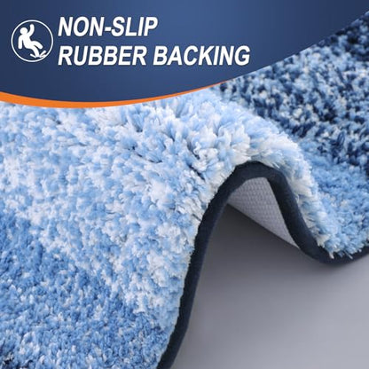 OLANLY Luxury Toilet Rugs U-Shaped 24x20, Soft Absorbent Microfiber Mat - color: Navy, size: 24" X 20" Contour Rug