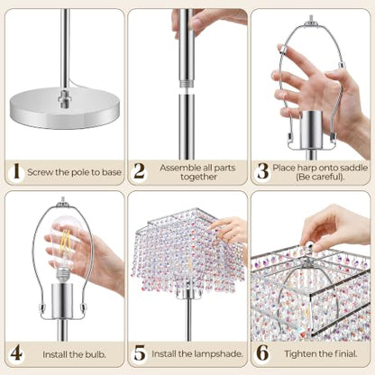Luvkczc Multicolor Crystal Floor Lamp，64" Tall Elegant Standing Lamp - color: Silver+colorful