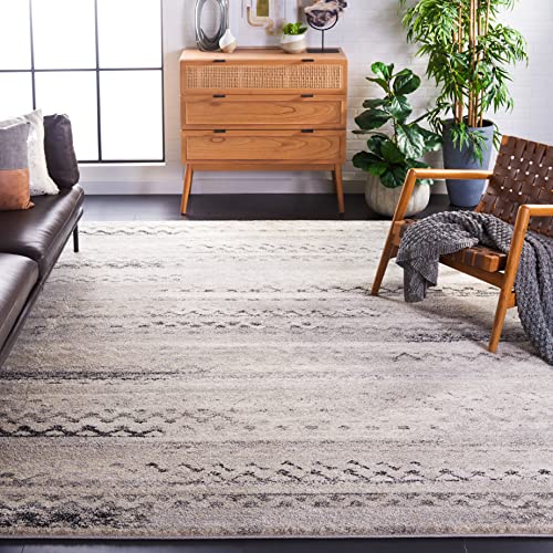 SAFAVIEH Retro Collection Area Rug - 9' x 12', Cream & Grey, Modern Abstract Design, Non-Shedding & Easy Care, Ideal for High Traffic Areas in Living Room, Bedroom (RET2136-1180) - size: 9' x 12' (Rectangular)