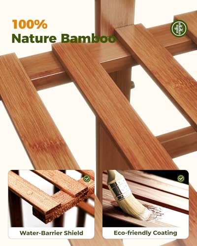 Bamworld Bamboo Plant Stand Indoor 6 Tiered Plant Shelf, Tea Brown 48 Inch - color: Tea Brown 6Tiered