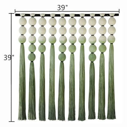 Macrame Wall Hanging Green Dip Dyed Sphericity Cotton Wall Art 39"W*39"L - color: Green