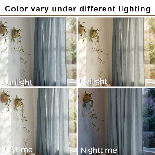 Stone Blue Linen Narrow Curtains 84 Inches Long for Bedroom, Farmhouse Semi Sheer Light Filtering Skinny Window Drapes for Living Room 2 Panels Set, Dusty Slate Blue, Cortinas Azul Pizarra, 42x84 - color: Stone Blue, size: 42"W x 84"L (Pack of 2)