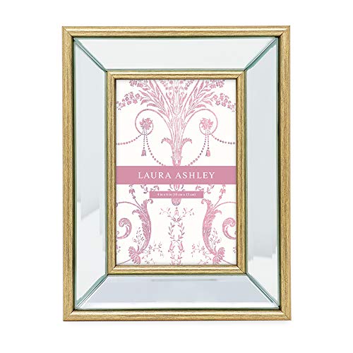 Laura Ashley 4x6 Gold Beveled Mirror Picture Frame Tabletop & Wall Mount - color: Gold, size: 4x6