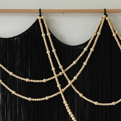 Macrame Wall Hanging Black Yarn Tapestry Boho Fiber Art Decor 57"W*43"L - color: Black1