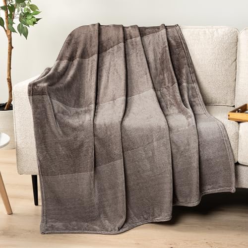 PAVILIA Taupe Ombre Fleece Throw Blanket for Couch Sofa Bed, 50x60 - color: Gradient - Taupe, size: 50 x 60 Inches - Throw