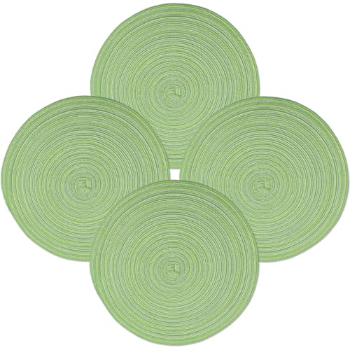 MIAOMIAO Round Placemats Set of 4 Braided Dining Table Kitchen Decor Mets - color: Z-green-4pc