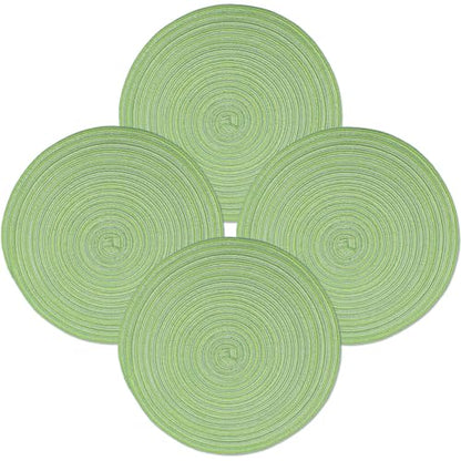 MIAOMIAO Round Placemats Set of 4 Braided Dining Table Kitchen Decor Mets - color: Z-green-4pc
