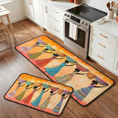 Classic Kitchen Mats for Floor, 2-Piece Non-Slip Kitchen Rugs - color: Exotic Art