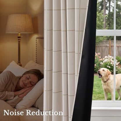 NICETOWN 100% Blackout Plaid Curtains for Bathroom, W52xL45, 2 Panels - color: Taupe, size: 52"W x 45"L (Pack of 2)