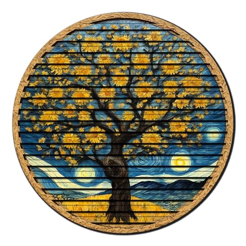Tree Of Life, Carved Wood Wall Art, 3D Wall Decor, Home Decor, Housewarming Gift, Wall Hangings, Round Wall Art, Wooden Wall Decor,Home Art, Home Decor - color: Prosper, size: 27"L x 27"W