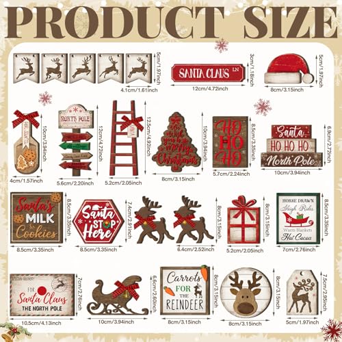 Croblissful 23 Pcs Christmas Tiered Tray Decor set, Red, Elk - color: Red, style: Elk