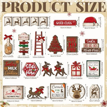 Croblissful 23 Pcs Christmas Tiered Tray Decor set, Red, Elk - color: Red, style: Elk