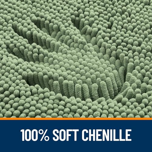 OLANLY Toilet Rugs U-Shaped 20x20, Soft Absorbent Chenille Contour Rugs - color: Sage Green, size: 20" X 20" Contour Rug