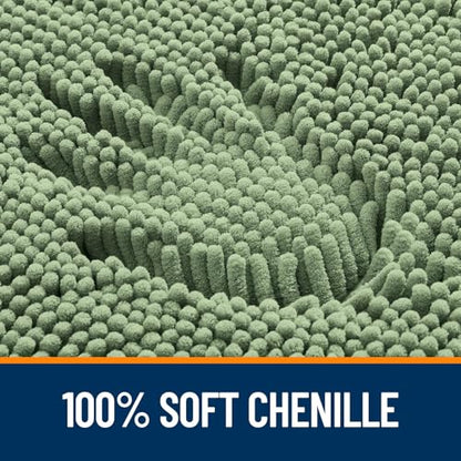 OLANLY Toilet Rugs U-Shaped 20x20, Soft Absorbent Chenille Contour Rugs - color: Sage Green, size: 20" X 20" Contour Rug