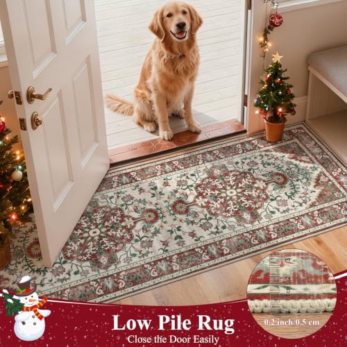 U'Artlines 2' x 8' Christmas Hallway Runner Rug, Non Slip Accent Rug, Red - color: Christmas Red, size: 2' x 8' (Runner)