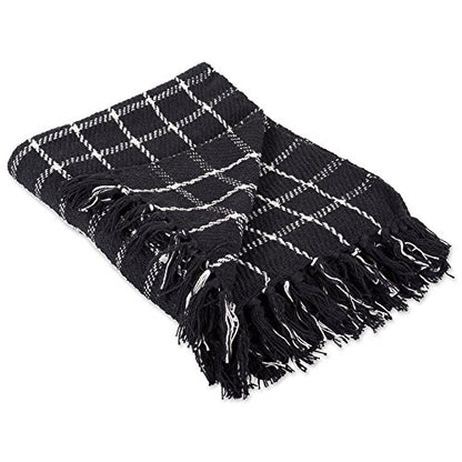 DII Transitional Checked Plaid Woven Throw, 50x60, Black - color: Black, size: 50x60"