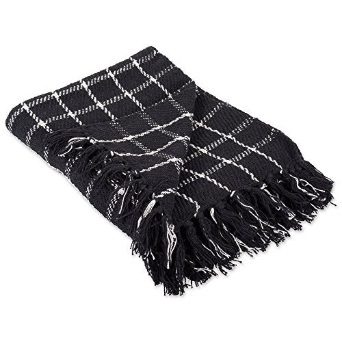 DII Transitional Checked Plaid Woven Throw, 50x60, Black - color: Black, size: 50x60"