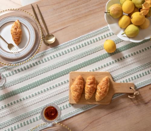 Caflife Sage Green and Beige Woven Rustic Boho Table Runner 72 Inchs Long - color: Sage Green, size: 13x72Inch