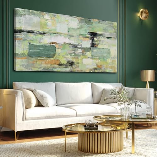 Ocevarin Large Abstract Green Canvas Wall Art for Living Room Modern Art Prints Paintings Color Block Art Wall Decor for Bedroom Office 29"x 58" - color: Green, size: 58"L x 29"W
