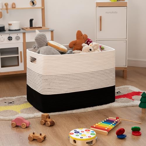 OIAHOMY Blanket Basket Laundry Basket Dog Toy Basket 108L Gradient Black - color: Gradient Black, size: 25”x16”x16”