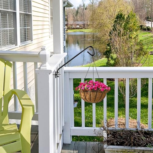 MIXXIDEA 11 Inch Long Fence Deck Hook Rail Hanging Mounting Kit Heavy Duty Bird Feeder Hook Decorative Hanger for Bird Feeders Planters Suet Baskets Lanterns on Balcony Porch Railing Fence - size: 11in Long Fence Hook-1 Pack