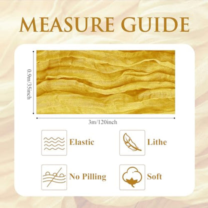 Cheesecloth Table Runner 10FT Gold Boho Gauze Rustic Sheer Table Runners - color: Gold, size: 1 Pack
