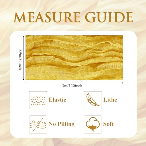 Cheesecloth Table Runner 10FT Gold Boho Gauze Rustic Sheer Table Runners - color: Gold, size: 1 Pack