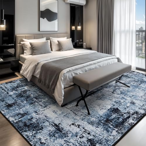 Rugflix 4x6 Area Rugs for Living Room, Washable Navy Blue Dark Rug - color: 01-ocean Blue, size: 4' x 6' (Rectangular)