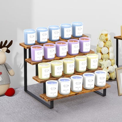ELITEROO Wooden Display Riser Stand, Tiered Perfume Cologne Organizer Stand
