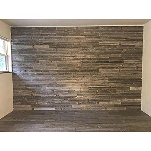 Rockin' Wood Real Wood Peel & Stick 2 & 4 Foot Length Rustic Reclaimed Naturally Weathered Barn Wood Accent Paneling Planks for Walls, 46 Square Feet - size: 46 Square Feet