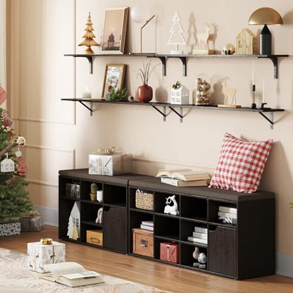 DINZI LVJ Long Wall Shelves, 47.3Inch Wooden Floating Shelves with Brackets - color: Espresso, size: 47.3 Inch