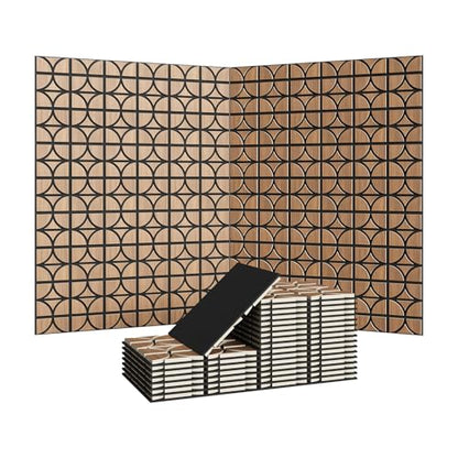 Garvee 3D Acoustic Wood Panels, 12" x 12" Sound Absorbing Wall Panels, Oak - color: 24 pcs-Oak